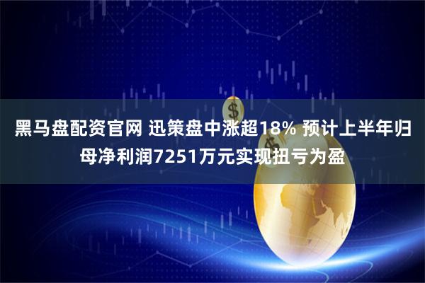 黑马盘配资官网 迅策盘中涨超18% 预计上半年归母净利润7251万元实现扭亏为盈
